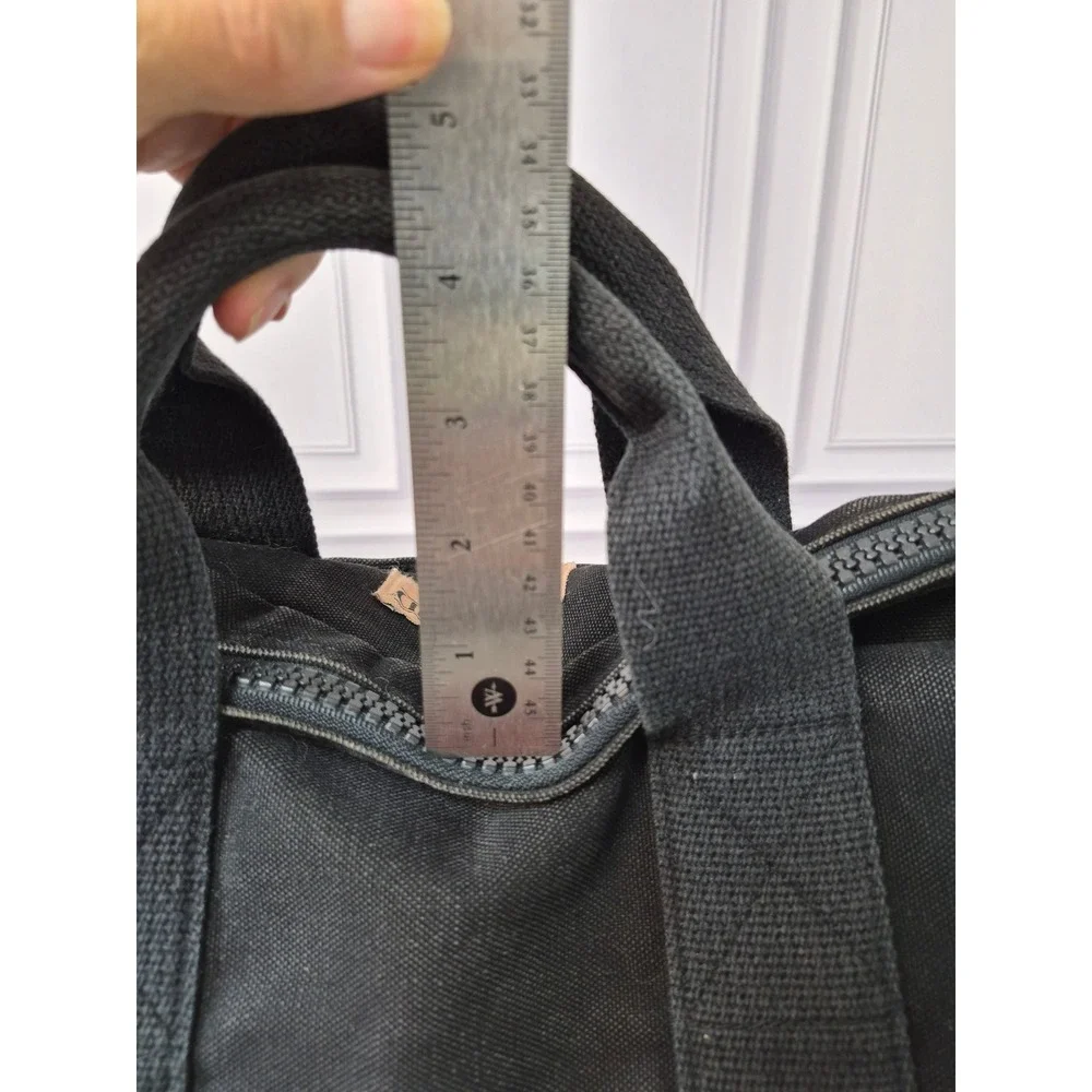 Lands End Square Rigger Black Canvas Briefcase Messenger Bag Mens YKK Zipper